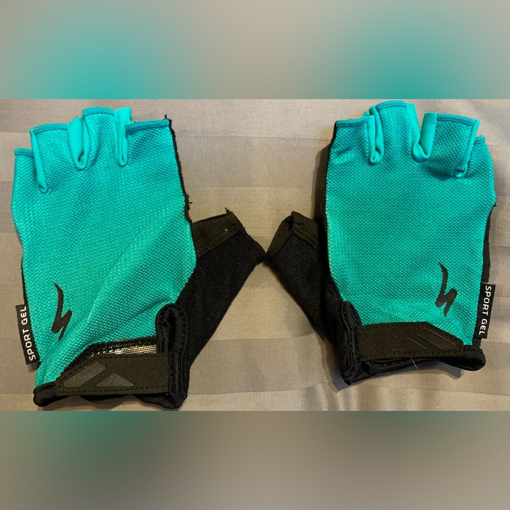 Sport Gel Women's Fingerless Gloves Cycling Gloves- Teal and Black